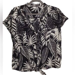 Old Navy Tropical Print Button Down Top Blouse Size Medium